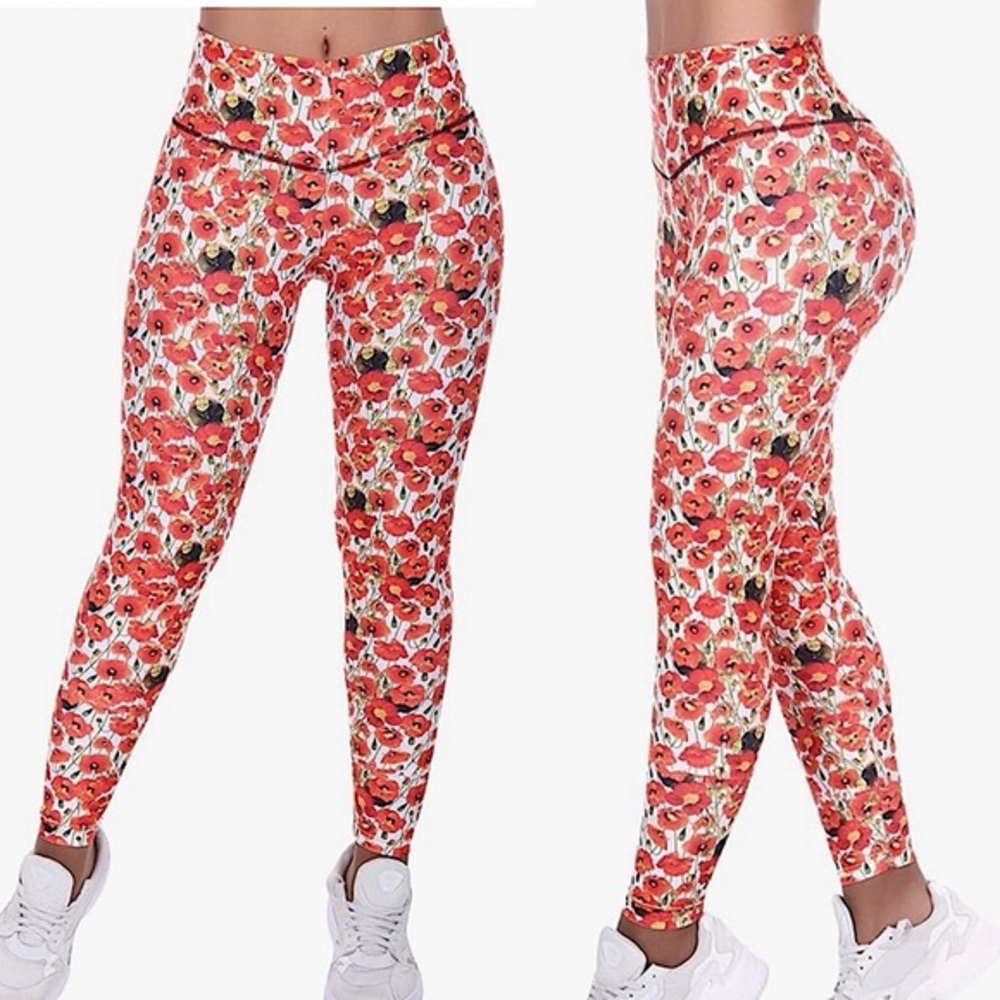 Bon Bon Up Leggings Body Shaping Butt Lifting Poppy Floral Print S